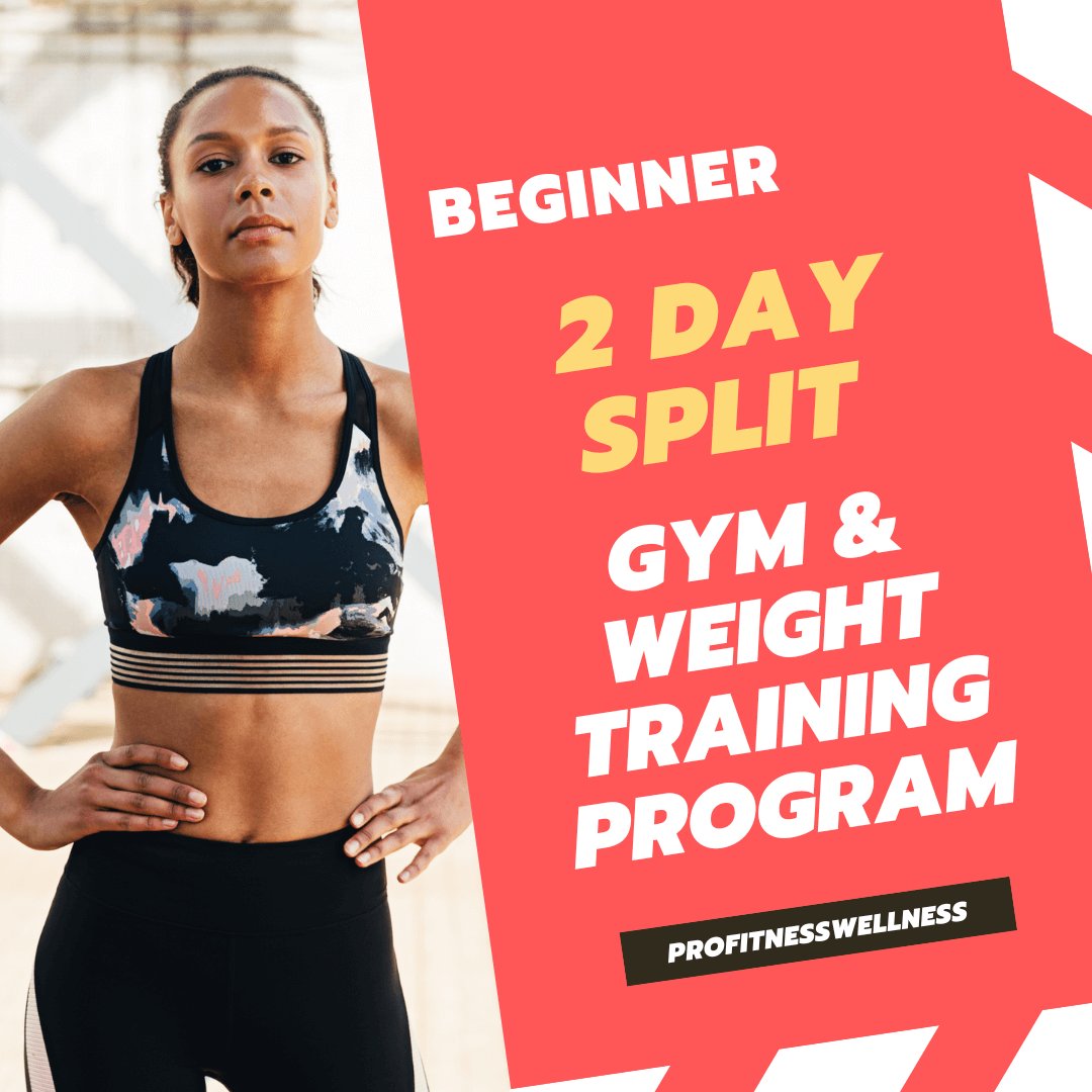 Women 2 Day Split gym beginners program Pro Fitness Wellness