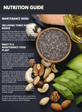 Maintenance Nutrition plan for Men